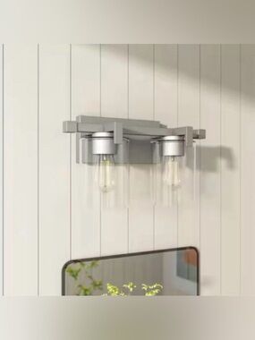 Modern 2-Light Vanity Light Brushed Nickel | Clear Glass
Shades |16" UL Fixture